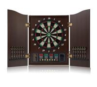 Electric Dartboard Set - Automatic Scoring with Cabinet, 4 LED Display, 12 Darts, 88 Soft Tips, 27 Games, Supports Up to 16 Players, Man-Machine Match Function