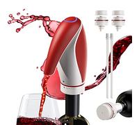 Electric Decanter Wine Dispenser, Automatic Wine Aerator, Smart Rechargeable Decanter for Family Party Gift with 2 Wine Stoppers, Red