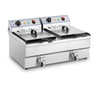 Electric Deep Fat Fryer 2 x 16 Litres 12 000 W 400 V Drain tap Royal Catering - Electric Deep Fat Fryers by Silver