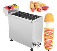 Electric Deep Fryer for Mozzarella Hot Dog Sticks - Commercial Automatic 12-Hook Snack Maker for Korean Corn Dogs