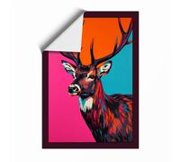 Electric Deer Modern Unframed Wall Art Print A1 (84.1×59.4cm), Wall Decor for Living Room, Bedroom, Office & Home, Art Gift