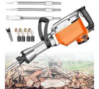 Electric Demolition Hammer, Heavy Duty Concrete Breaker with 2 Chisels, Chipping Impact Tool for Efficient Breakage, High Precision Bearings