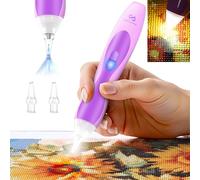 Electric Diamond Art Pens with Light, Quiet Suction Diamond Painting Pen, Wireless & Rechargeable, 3 Brightness Levels, Ergonomic Grip, Extra Tips - Perfect Diamond Art Accessories for Crafters