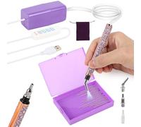 Electric Diamond Painting Pen, Vacuum Diamond Art Painting Pen Kits with Storage Tray 3 Pen Tips Rechargeable Diamond Art Accessories Tools Long-Lasting and Stable Diamond Painting Tools (Purple)
