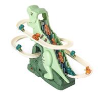 Electric Dinosaur Stair Climbing Toy - Dinosaur Slide with Light and Music - Automatic Climbing Toy Includes 5 Small Dinosaurs - Roller Mountain Race Track