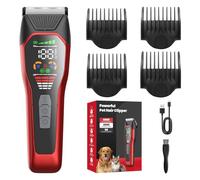 Electric Dog Clipper for Thick/HeavyCoat in 2 Working Speeds, LED Lights,Type-C Rechargeable Dog Grooming Clipper Shavers in Power Display, Dog Cat Trimer Grooming Kit for Matted Fur in Safety Lock
