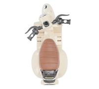 Electric Doll Scooter, Mini ABS Toy Vehicle with Music Lights and Spacious Seat, for Dolls Action Figures and Desktop Decoration (Beige)
