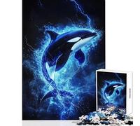 Electric Dolphin Magic Jigsaw Puzzles 1000 Piece for Adults Enhance Focus for Better Performance Quiet Soothing Playtime Fun (38x26cm)