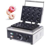 Electric Donut Maker 12 Hole 1550W Donut Machine with Non Stick Plates Double Sided Heating Makes 12 Donuts at Once Commercial Waffle Donut Maker for Home Kitchen Cafes and Bakery