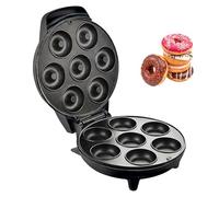 Electric Donut Maker, 7-Hole Non-stick Doughnut Machine with Double-sided Heating & Indicator Light, 1000W Mini Donut Waffle Cake Maker for Homemade Cakes, Snacks & Desserts black