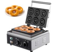 Electric Donut Maker Machine, 6 Holes Non-Stick Doughnut Maker, 1550W Double-Sided Heating, Commercial for Bakery, Mall, Dessert Shop, Coffee Shop