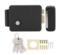 Electric Door Lock with Connecting Rod, DC12V, Right Opening, Black - High Anti - Theft Security, Durable Powder - Coated Iron, Access Control Use