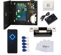 Electric Door Strike Lock Complete TCP/IP Network Single Door Access Control Board System Kits with 110V Metal Power Supply RFID Reader+Exit Button Phone APP remotely Open Door