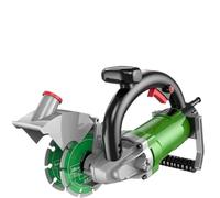 Electric Double Blade Wall Slotting Machine, 6-50mm Width, 37/39/50mm Depth, One-Hand Chaser with Water Line and Guide Roller (156mm)