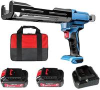 Electric Double Cartridge Caulking Gun, Cordless Caulking Gun Non Drip with Li-ion Batteries, 5 Adjustable Speeds，for Filling, Sealing