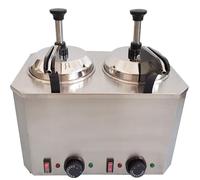 Electric Double-Head Cheese Dispenser Warmer, 2 x 2L Containers with Pump, 650W Stainless Steel Melter for Nacho Cheese, Hot Fudge & Caramel