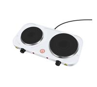 Electric Double Hob Hot Plate 2500W - 1500W+1000W Cast Iron Portable Tabletop Cooker for Kitchen, Camping & Caravan, Auto-Overheat