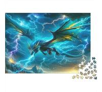 Electric Dragon-Fantasy Mythical Creature Puzzles for Adults 1000 Pieces with No Puzzle Dust Jig Saws Thunder Dragon As Difficult Puzzles for Tabletop Games And Digital Detox 70x50cm/1000pcs