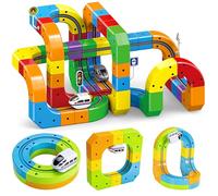 Electric Draw Game for Children 3 to 8 Years Old, Modular 3D Flexible Racetrack with 360° Movement, Gravity Challenge, Funny STEM Learning Gift (66 Starter Parts)