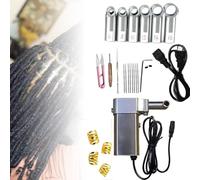 Electric Dreadlock Machine, Handheld Instant Crochet Braiding Tool with 6 Heads and 20 Needles for Easy DIY Hair Extensions