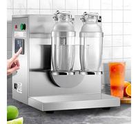 Electric Drink Mixer, Double Head Stainless Steel Automatic Shaker with Smart Timer for Bubble Tea, Juice, Coffee, Cocktails - 350ml to 1000ml Capacity