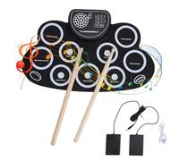 Electric Drum Kit - 9-Pad Roll Up Electronic Drum Set with Headphone Jack & Speaker, Portable USB Rechargeable Practice Pad for Beginners, Kids and Adults