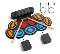 Electric Drum Kit, Kids Drum Kit with Build-in Stereo Speakers, 9 Drum Pads, 7 Timbres, 12 Demo Tracks, 8 Rhythms, with Pedals & Sticks, Headphones/Bluetooth/MIDI Support, Gifts for Birthday Christmas