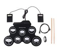 Electric Drum Kits for Children Beginners, Portable Digital Electronic Foldable Roll Up Drum Set Pads with 2 Foot Pedals Sticks for Kids Boys Girls