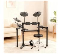 Electric Drum Set - 10 Drum Kits, 128 Sounds, USB MIDI Supported, Silent Silicone Heads, Includes Cymbals, Drum Sticks, Headphones, Perfect for Beginners & Children