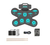 Electric Drum Set 9 Kids Practice Pad Electronic Kits With Built In Stick Headphone Out Jacks Electronic Drum Set