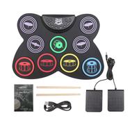 Electric Drum Set, 9 Pads Silicon Foldable Electronic with Headphone Jack,Build in Speaker ,Foot Pedals,Drum Sticks