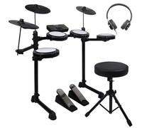 Electric Drum Set, Electronic Drum Set with Type-C Charging, USB MIDI, Quiet Mesh Drums, Premium Cymbals, Pedals, Adjustable Throne, Headphones, Sticks & Velcro for Beginner