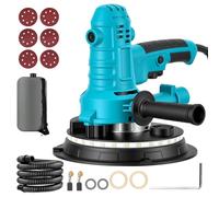 Electric Drywall Sander with Vacuum, 800W 180mm Wall Sander with Dual Dust Extraction, 1200-2300RPM Variable Speed, 360° Rotating Straight Edge for Corners, LED Light, 6 Sandpapers & Dust Bag