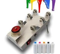 Electric DTF Ink Shaker Mixer with 6 Non-Slip Rollers for 1L Bottles | Front red buffer rubber wheel locks bottles securely and absorbs vibration; fits standard 1L and 500ml cylindrical bottles