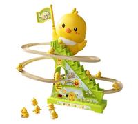 Electric Duck Climbing Stairs Toy Set With 12 Mini Ducks, LED Flashing Lights And Music, ABS Slide Roller Coaster Track 10.47x5.71x10.08in, Fun Learning Gift For Boys Girls Ages 4-6