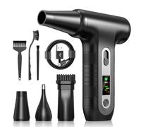 Electric Dust Blower 200000 RPM with HD Display - Air Duster Mini Blower for PC Cleaning with LED Light, Compressed Air Spray for Keyboard, Electronics, Air Blower, W06, Black