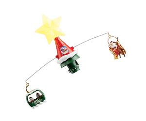 Electric Dynamic Santa Bobsled Christmas Tree, Flying Bobsled Decoration, Party Rotating Treetop Ornament With Whirling LED Brightened Decoration And Music Functionality