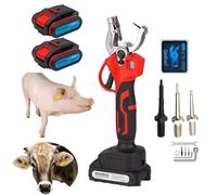 Electric Ear Marker Pliers Set with Adjustable Extension Rod and Counting Function, Includes 3 Spare Ear Tag Needles and 2 Batteries, Automatic Rebound Feature