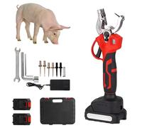 Electric Ear Tag Applicator, Cordless Ear Tag Plier with Storage Box, Rechargeable Livestock Tagging Tool with 2 Batteries, 6 Needles Handheld Animal Tagger, for Cattle Pig Sheep Goat(Counting)