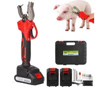 Electric Ear Tagging Tool for Livestock, Cordless Design with Smart Counting Function, Gear Spring-return Mechanism, Includes 2 Rechargeable Batteries and Storage Case