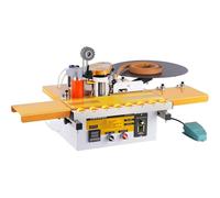 Electric Edge Banding Machine, 1200W, Adjustable Speed 2-6 M/min, Portable with Foot Switch, Ideal for Various Panels and Strips, Efficient Tabletop Design