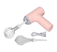 Electric Egg Beater, Cordless Hand Mixer with Interchangeable Whisks, Fast Slow Speeds for Cream, Salad Dressing (Pink)