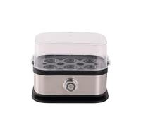 Electric Egg Boiler, Rapid Egg Boiler, 200W Compact Egg Cooker Multi-Functional, Automatic Cooker with Warming Function for 1 to 6 Perfect Soft,medium and Hard Eggs, Stainless Steel (Black)