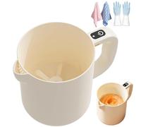 Electric Egg Churn Multi-Function, 2-in-1 Cordless Handheld Whisk and Filter, Powerful Egg Beater for Batters, Sauces, Smoothies & Milk - Rechargeable, Easy Clean, Large 1L Capacity (Beige)