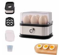 Electric Egg Cooker, Stainless Steel 6 Egg Capacity, Soft, Medium, Hard Boiled, Poacher, Smart Egg Cooker with Auto Shut-Off for Home, Kitchen, RV, Camping