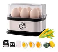 Electric Egg Cooker Stainless Steel 6 Egg Capacity with Auto Shut Off and OneTouch Fast Cooking