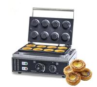Electric Egg Tart Maker,1550W Commercial Non-Stick Double-Sided Waffle Maker, Temperature Control & Time for Home and Restaurant Snacks
