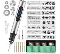Electric Engraving Pen Tool can be Engraved on Metal, Glass, Ceramic, Wood, Engraving Pen Tool Kit with 16 templates Suitable for DIY Creation, Crafts, Personalized Accessories and Gifts