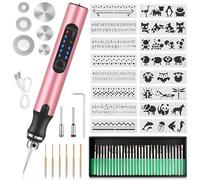 Electric Engraving Pen Tool can be Engraved on Metal, Glass, Ceramic, Wood, Engraving Pen Tool Kit with 16 templates Suitable for DIY Creation, Crafts, Personalized Accessories and Gifts (Pink)