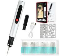 Electric Engraving Pen Tool Kit, USB Cordless Rechargeable Wood Burning Pen with 3-Speed Adjust, Mini DIY Jewellery Drill for Carving Wood Metal Stone Plastic Jewelry Glass Etching